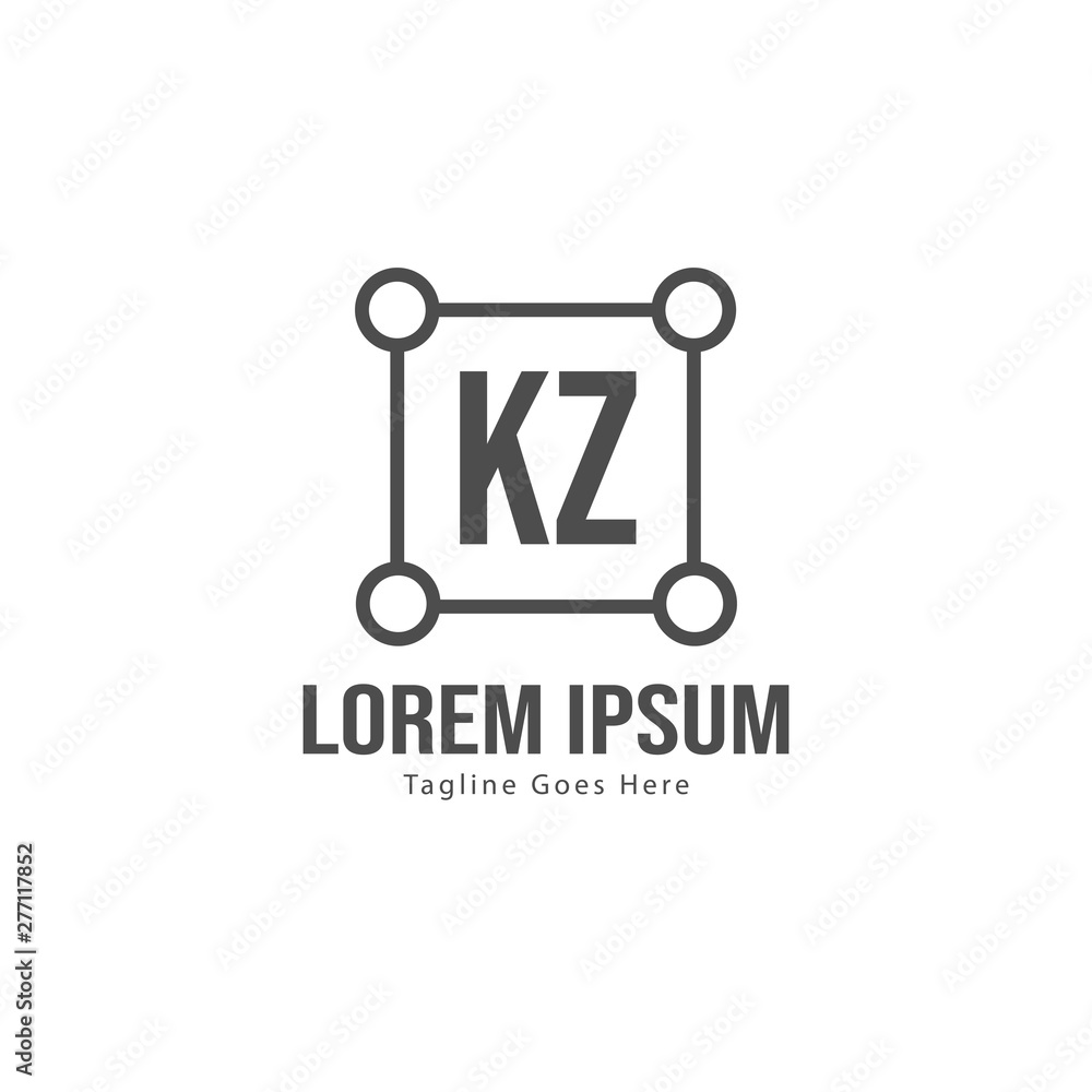 Initial KZ logo template with modern frame. Minimalist KZ letter logo vector illustration Initial KZ logo template with modern frame. Minimalist KZ letter logo vector illustration
