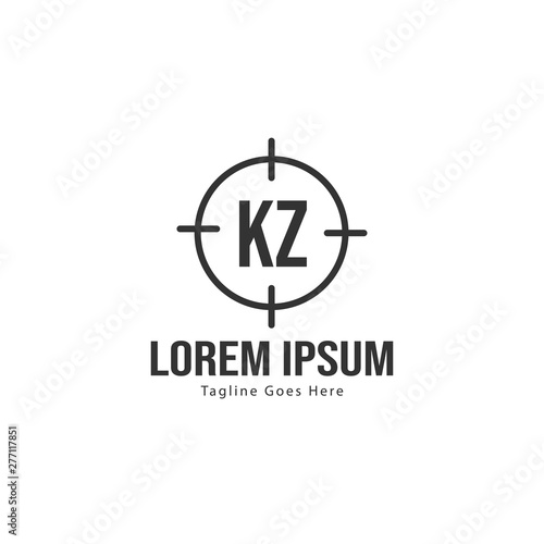 Initial KZ logo template with modern frame. Minimalist KZ letter logo vector illustration