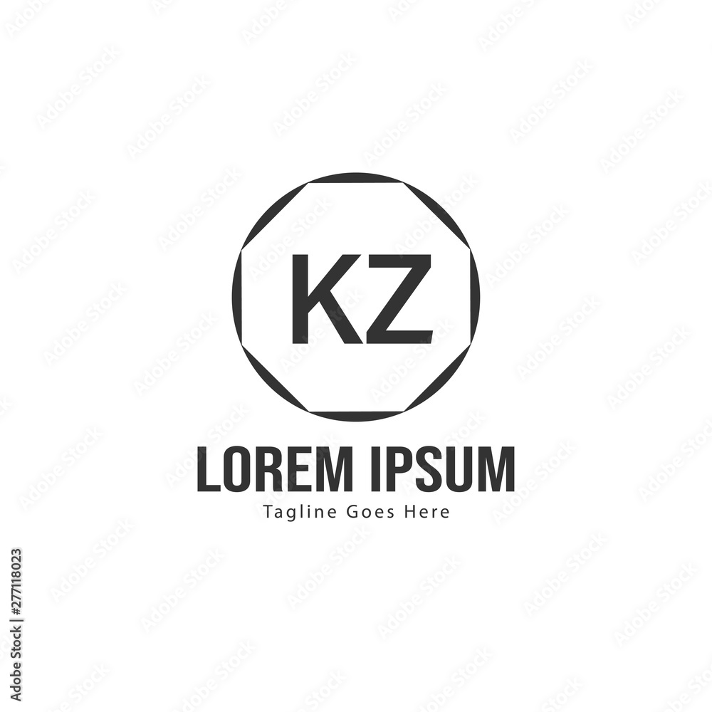 Initial KZ logo template with modern frame. Minimalist KZ letter logo vector illustration Initial KZ logo template with modern frame. Minimalist KZ letter logo vector illustration