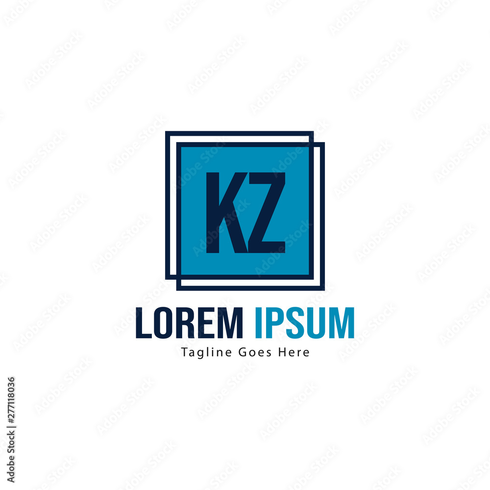 Obraz premium Initial KZ logo template with modern frame. Minimalist KZ letter logo vector illustration