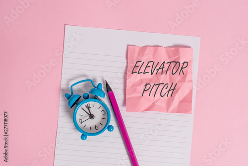Картината върху платно Writing note showing Elevator Pitch