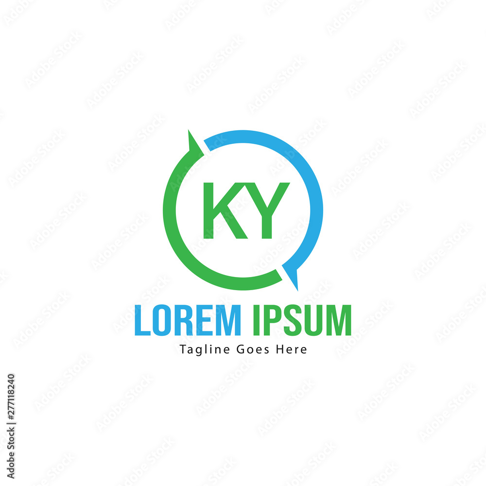 Initial KY logo template with modern frame. Minimalist KY letter logo vector illustration Initial KY logo template with modern frame. Minimalist KY letter logo vector illustration