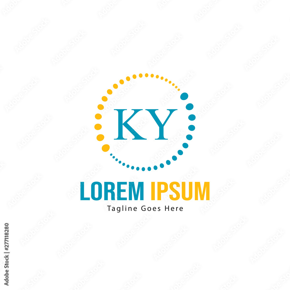 Fototapeta premium Initial KY logo template with modern frame. Minimalist KY letter logo vector illustration