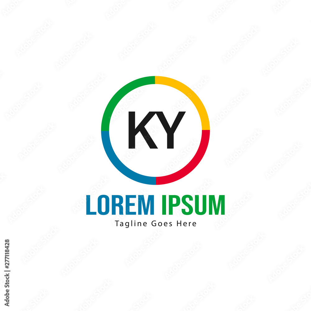 Initial KY logo template with modern frame. Minimalist KY letter logo vector illustration Initial KY logo template with modern frame. Minimalist KY letter logo vector illustration