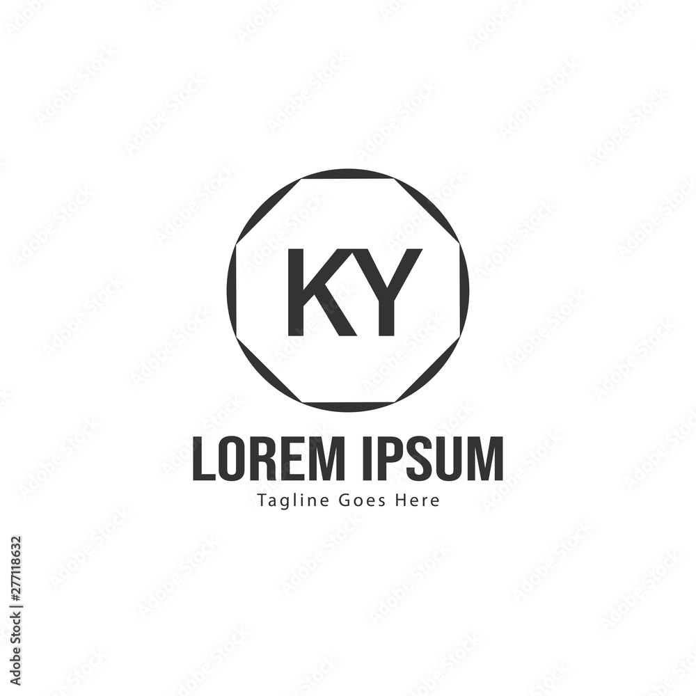 Initial KY logo template with modern frame. Minimalist KY letter logo vector illustration