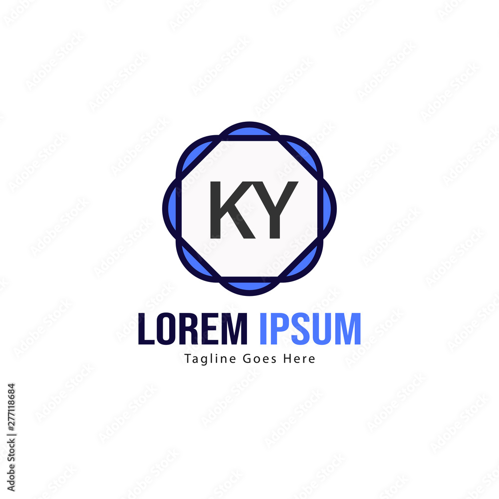 Initial KY logo template with modern frame. Minimalist KY letter logo vector illustration Initial KY logo template with modern frame. Minimalist KY letter logo vector illustration