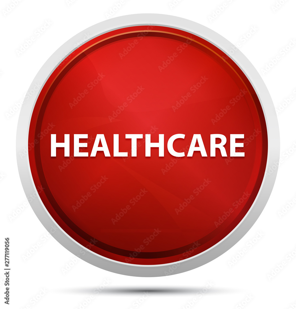 Healthcare Promo Red Round Button Healthcare Promo Red Round Button
