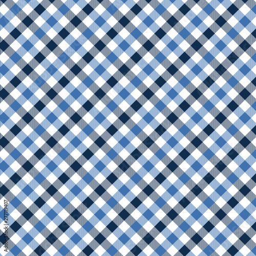 Blue and Black Gingham pattern. Texture from for - plaid, tablecloths, clothes, shirts, dresses, paper, bedding, blankets, quilts and other textile products. Vector illustration EPS 10