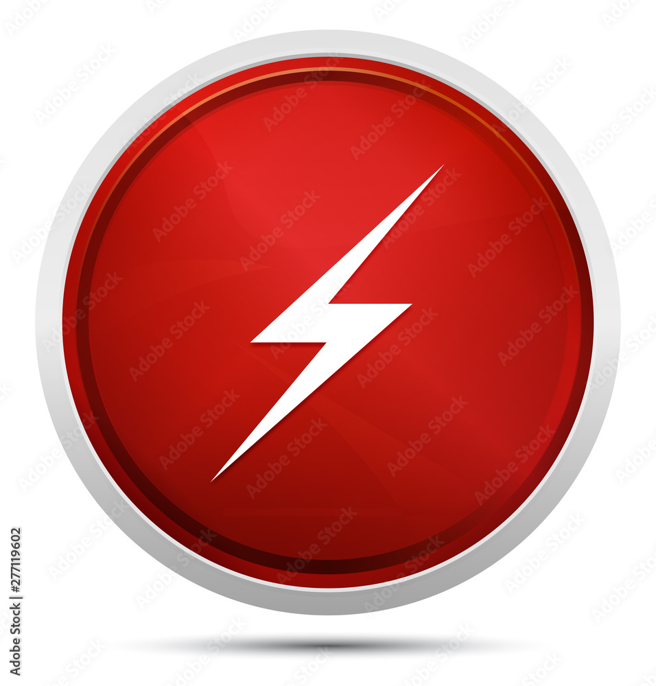 Lightning icon Promo Red Round Button Lightning icon Promo Red Round Button