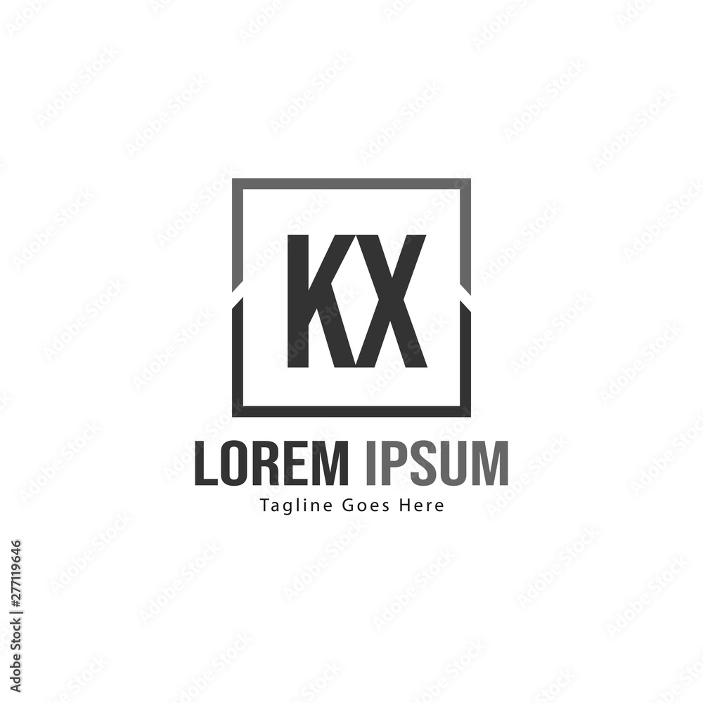 Initial KX logo template with modern frame. Minimalist KX letter logo vector illustration