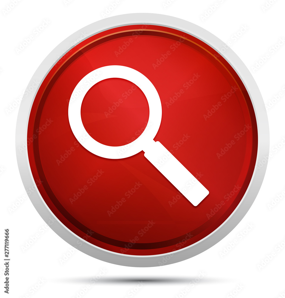 Magnifying glass icon Promo Red Round Button Magnifying glass icon Promo Red Round Button