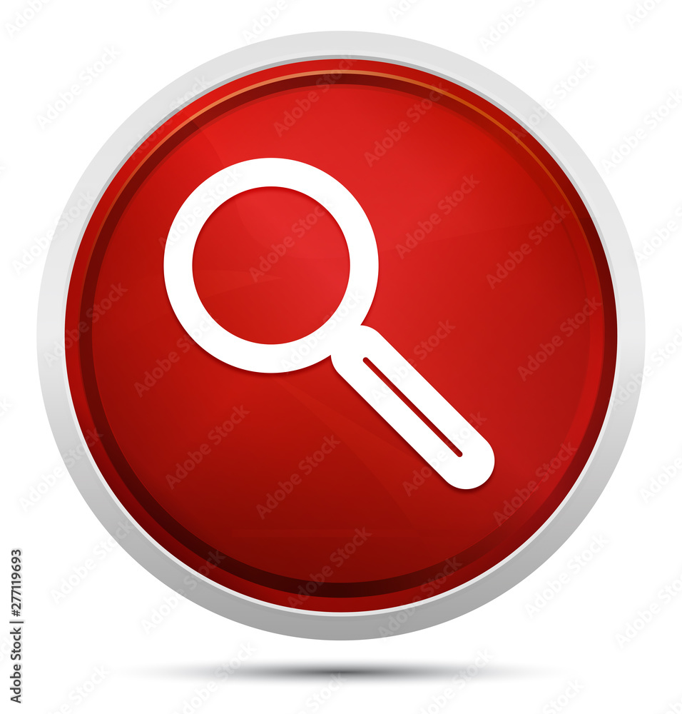 Magnifying glass icon Promo Red Round Button Magnifying glass icon Promo Red Round Button
