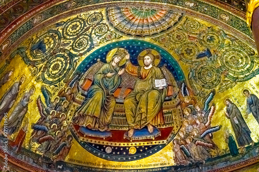 Ancient Coronation Mary Mosaic Basilica Santa Maria Maggiore Rome Italy