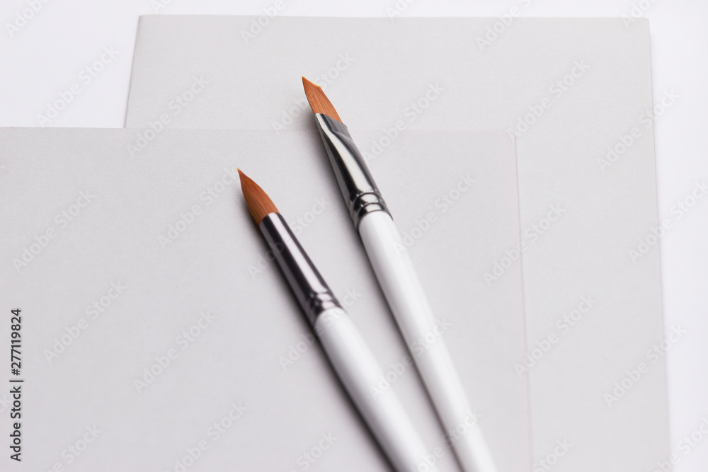 watercolor acrylic brush transparent paper envelope white silver working flatlay artist minimalistic light grey watercolor acrylic brush transparent paper envelope white silver working flatlay artist minimalistic light grey