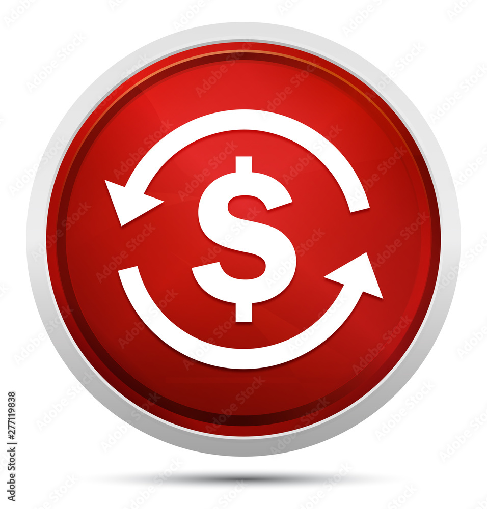 Money exchange dollar sign icon Promo Red Round Button Money exchange dollar sign icon Promo Red Round Button