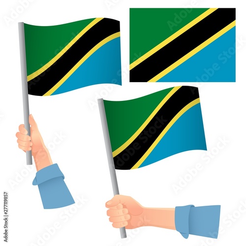 Tanzania flag in hand set