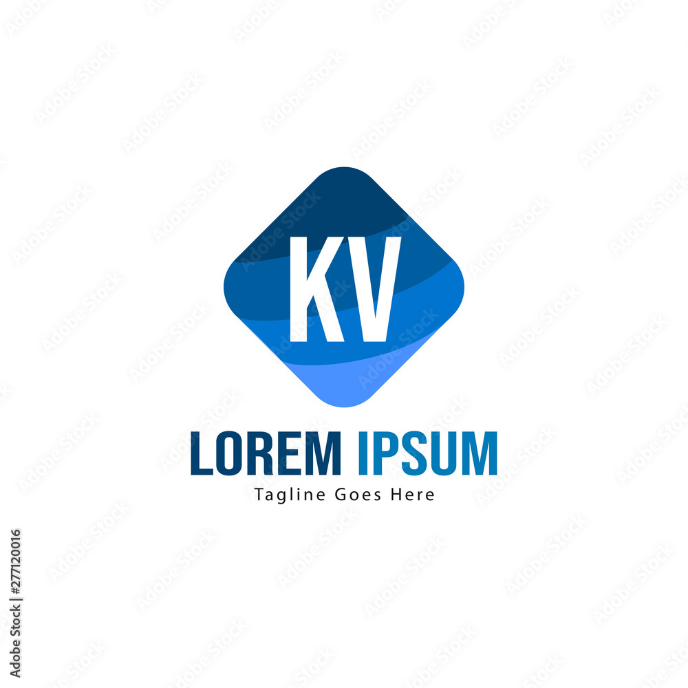 Initial KV logo template with modern frame. Minimalist KV letter logo vector illustration Initial KV logo template with modern frame. Minimalist KV letter logo vector illustration