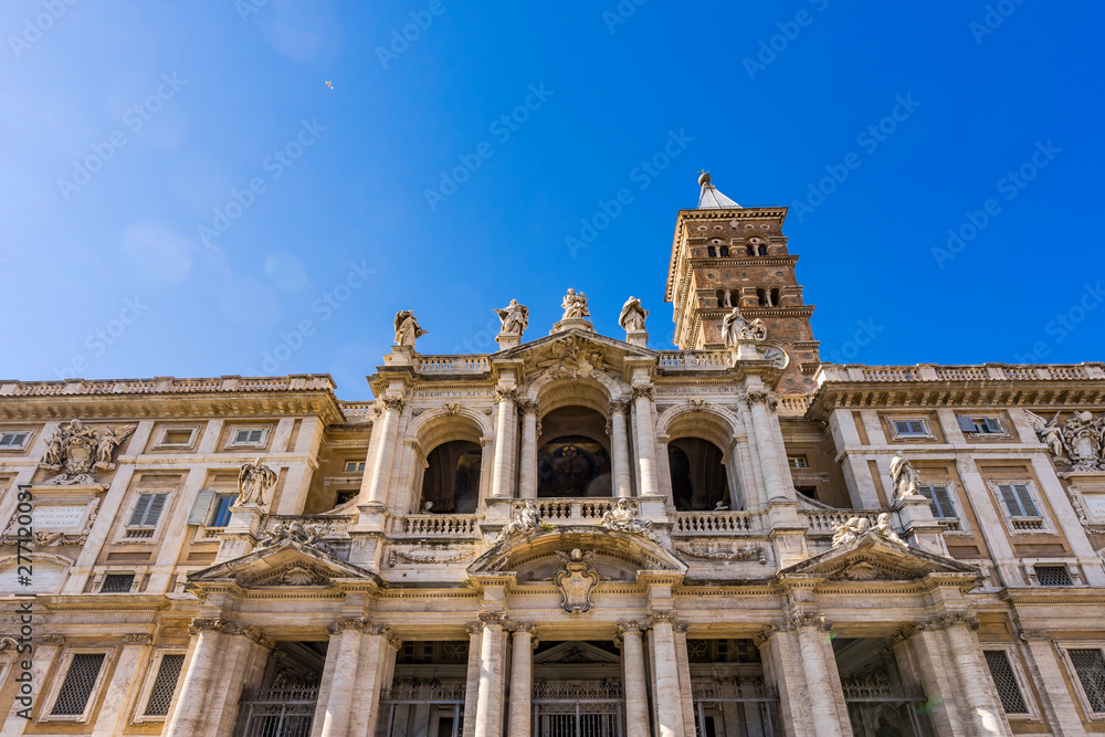 Facade Entrance Tower Santa Maria Maggiore Rome Italy