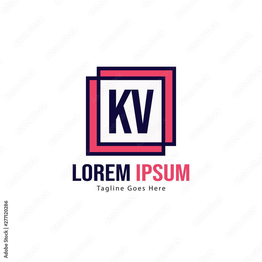 Initial KV logo template with modern frame. Minimalist KV letter logo vector illustration Initial KV logo template with modern frame. Minimalist KV letter logo vector illustration