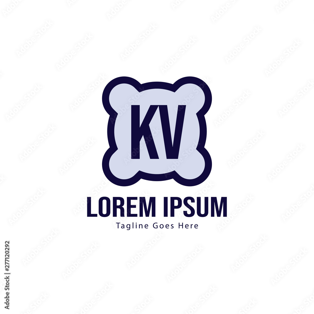 Initial KV logo template with modern frame. Minimalist KV letter logo vector illustration Initial KV logo template with modern frame. Minimalist KV letter logo vector illustration