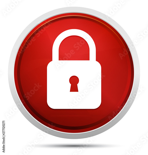 Padlock close icon Promo Red Round Button photo