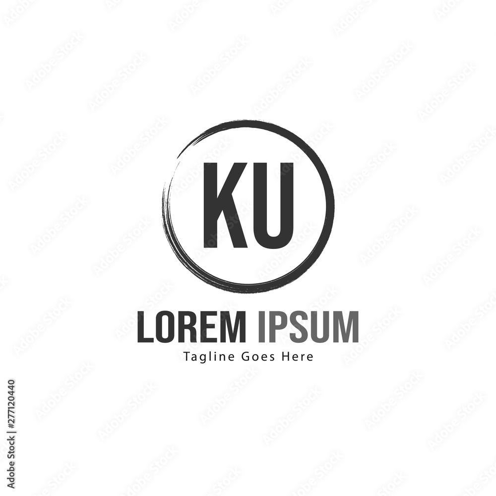 Initial KU logo template with modern frame. Minimalist KU letter logo vector illustration