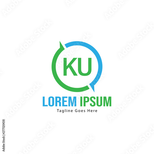 Free Download Initial KU logo template with modern frame. Minimalist KU letter logo vector illustration - GFXLoad
