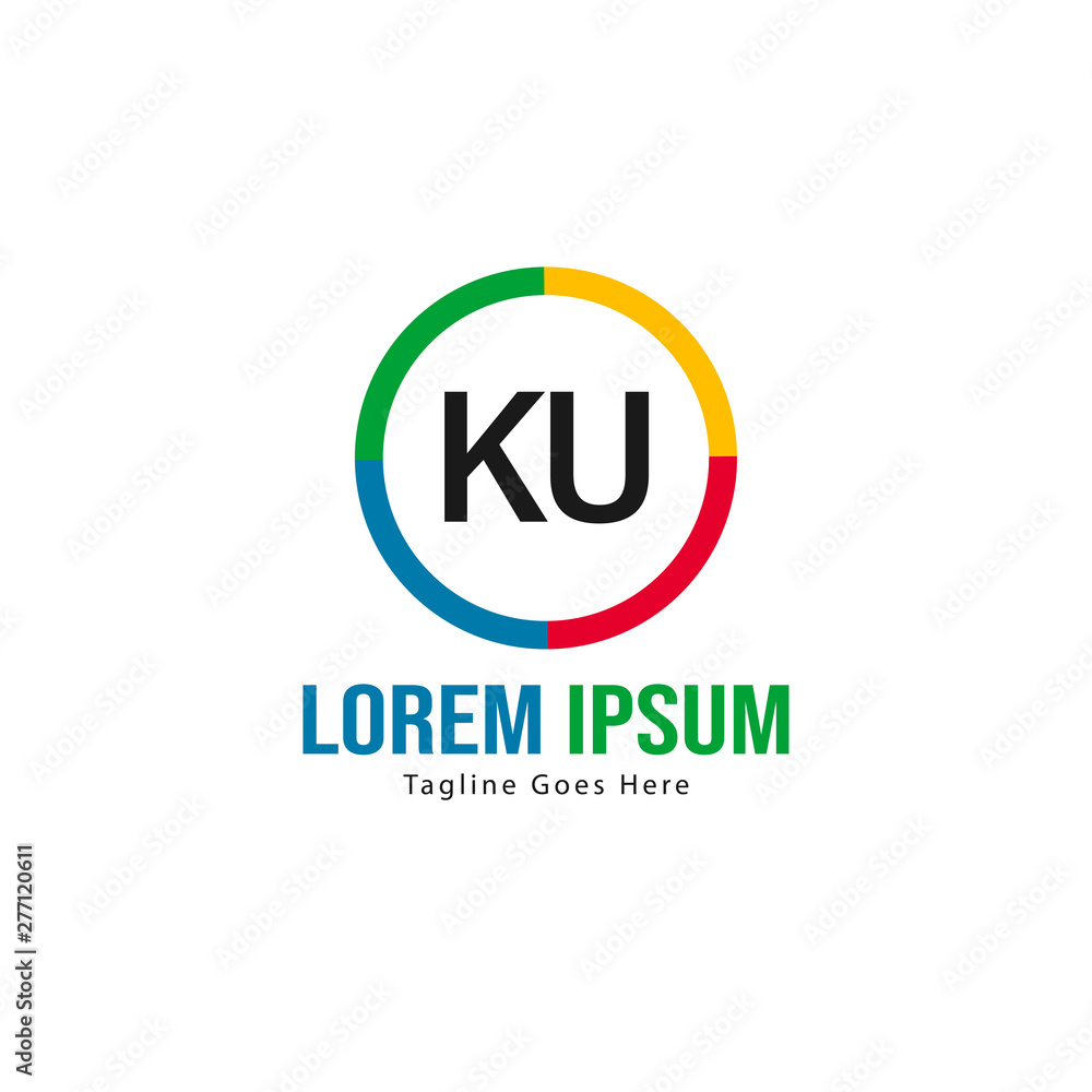 Initial KU logo template with modern frame. Minimalist KU letter logo vector illustration Initial KU logo template with modern frame. Minimalist KU letter logo vector illustration