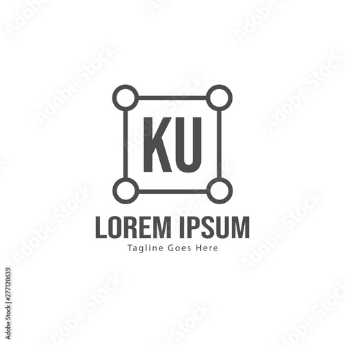 Initial KU logo template with modern frame. Minimalist KU letter logo vector illustration