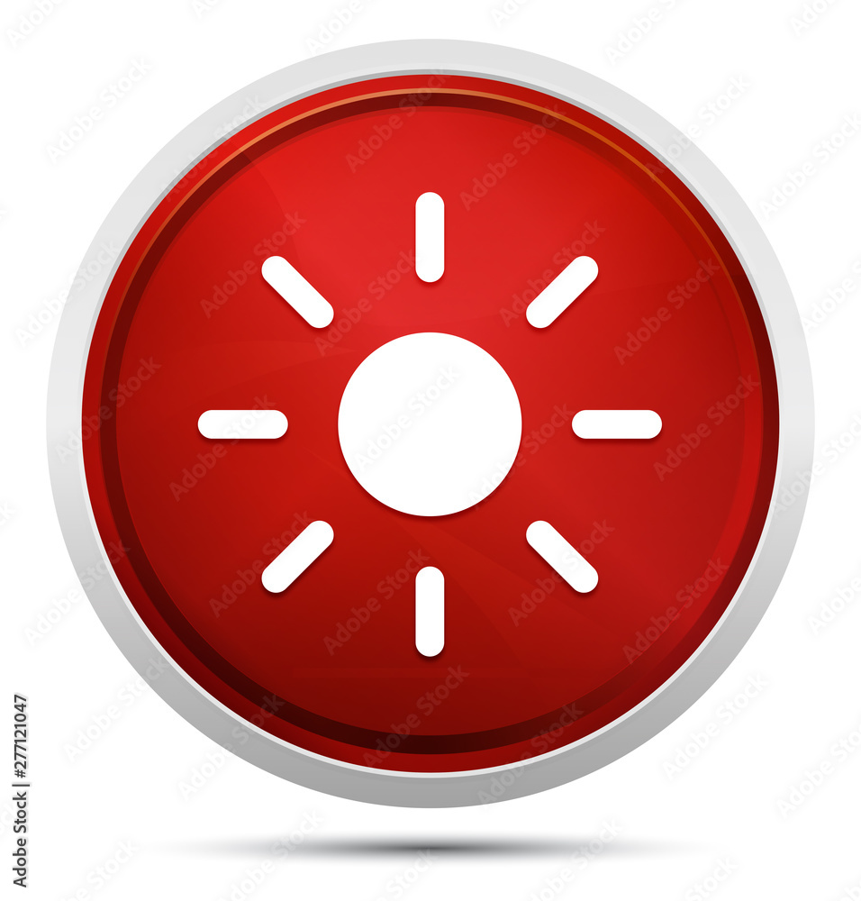 Screen brightness sun icon Promo Red Round Button