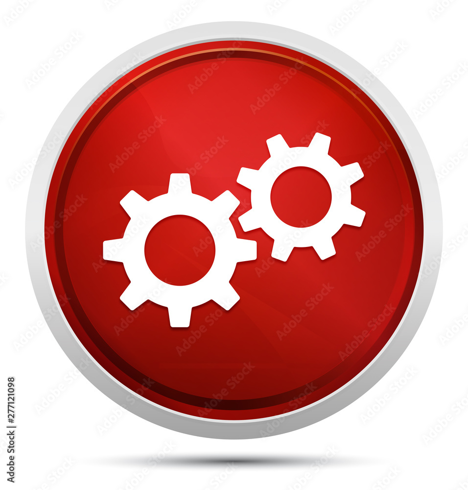 Settings process icon Promo Red Round Button Settings process icon Promo Red Round Button
