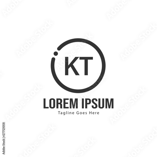 Initial KT logo template with modern frame. Minimalist KT letter logo vector illustration