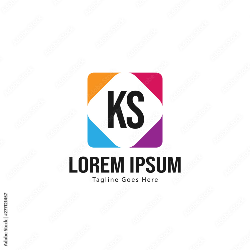 Initial KS logo template with modern frame. Minimalist KS letter logo vector illustration
