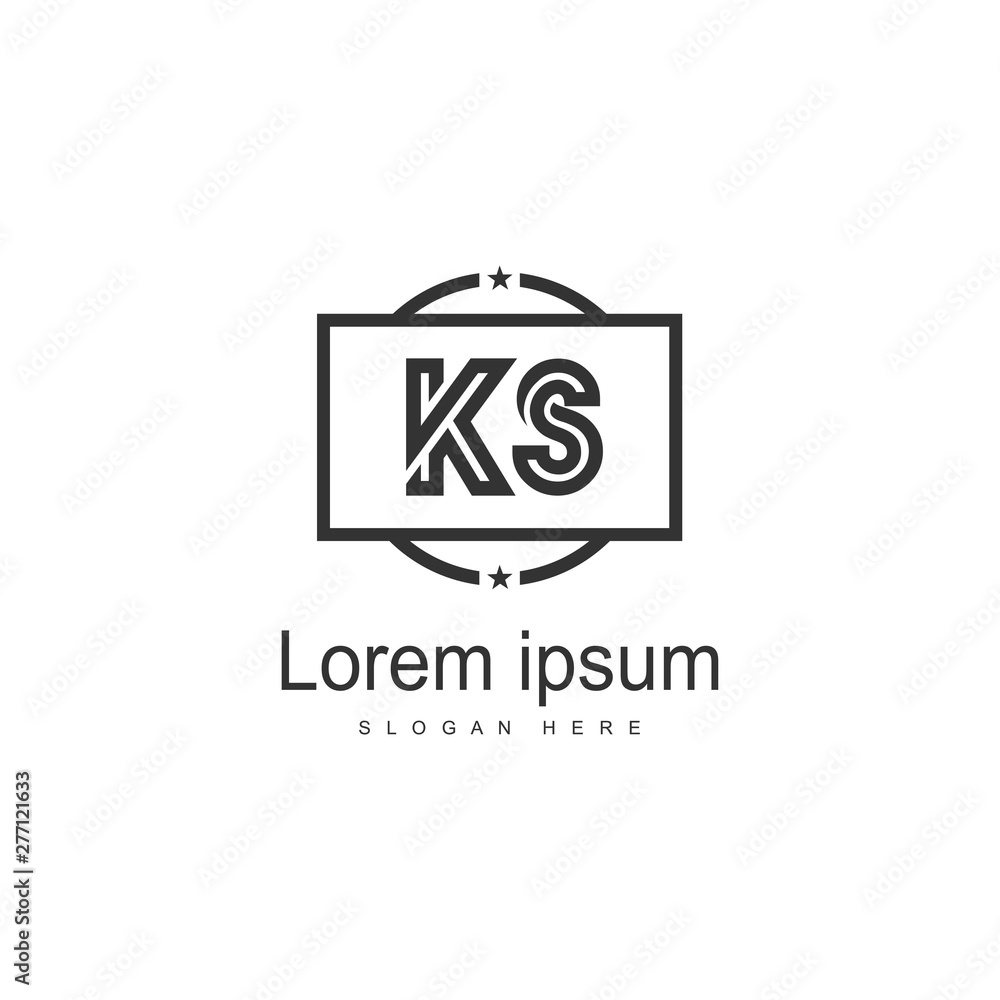 Initial KS logo template with modern frame. Minimalist KS letter logo vector illustration