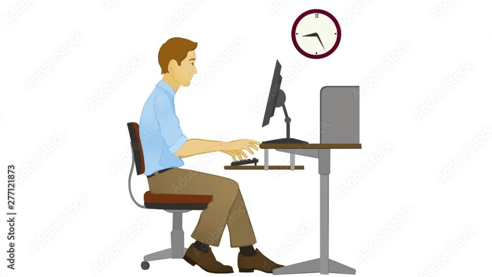Man gets Tired while Typing on Computer Man gets Tired while Typing on Computer