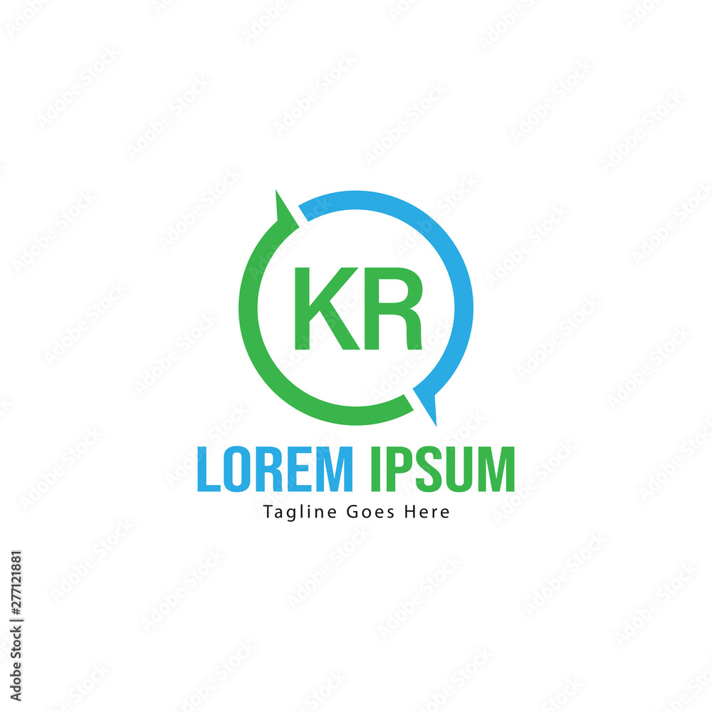 Initial KR logo template with modern frame. Minimalist KR letter logo vector illustration Initial KR logo template with modern frame. Minimalist KR letter logo vector illustration