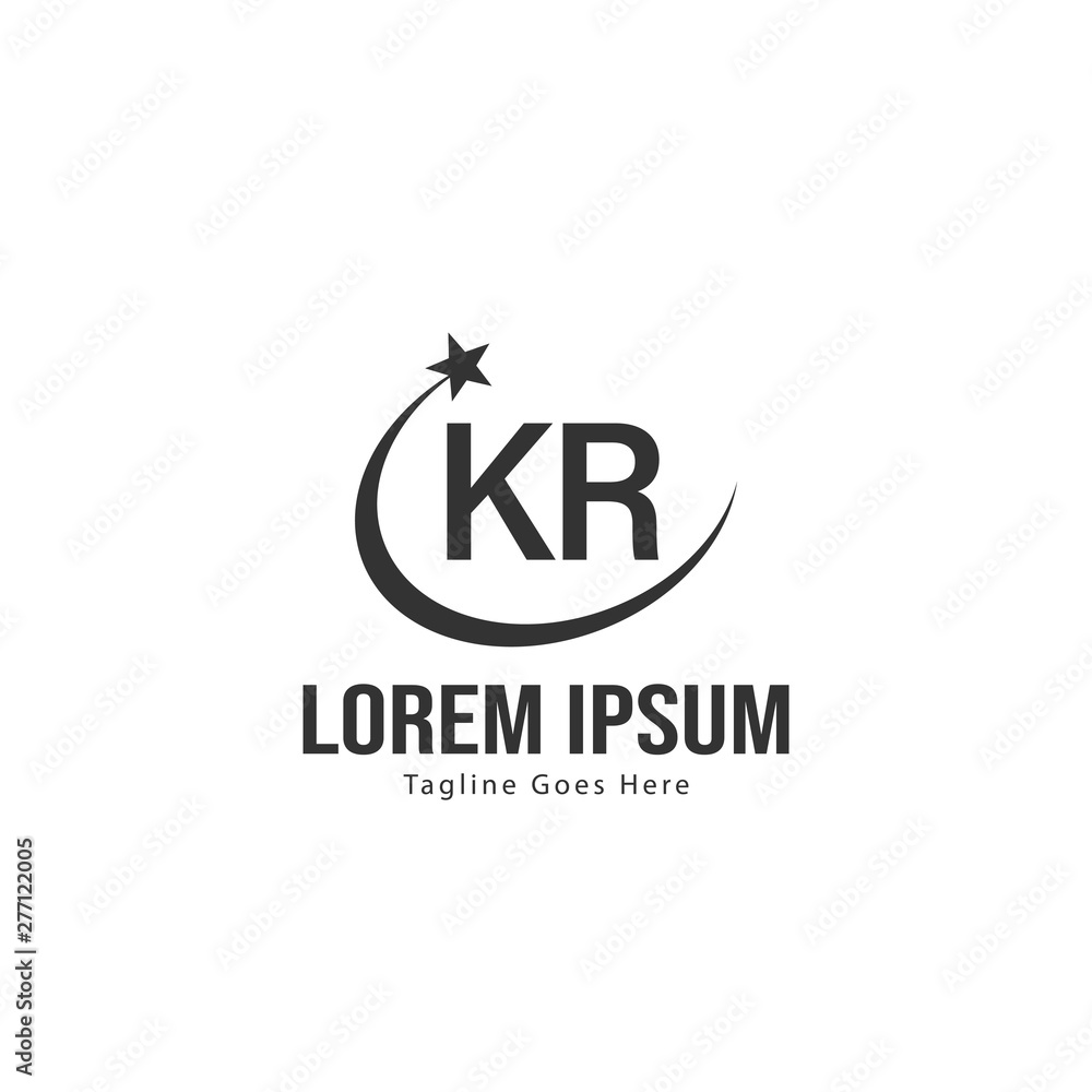 Fototapeta premium Initial KR logo template with modern frame. Minimalist KR letter logo vector illustration