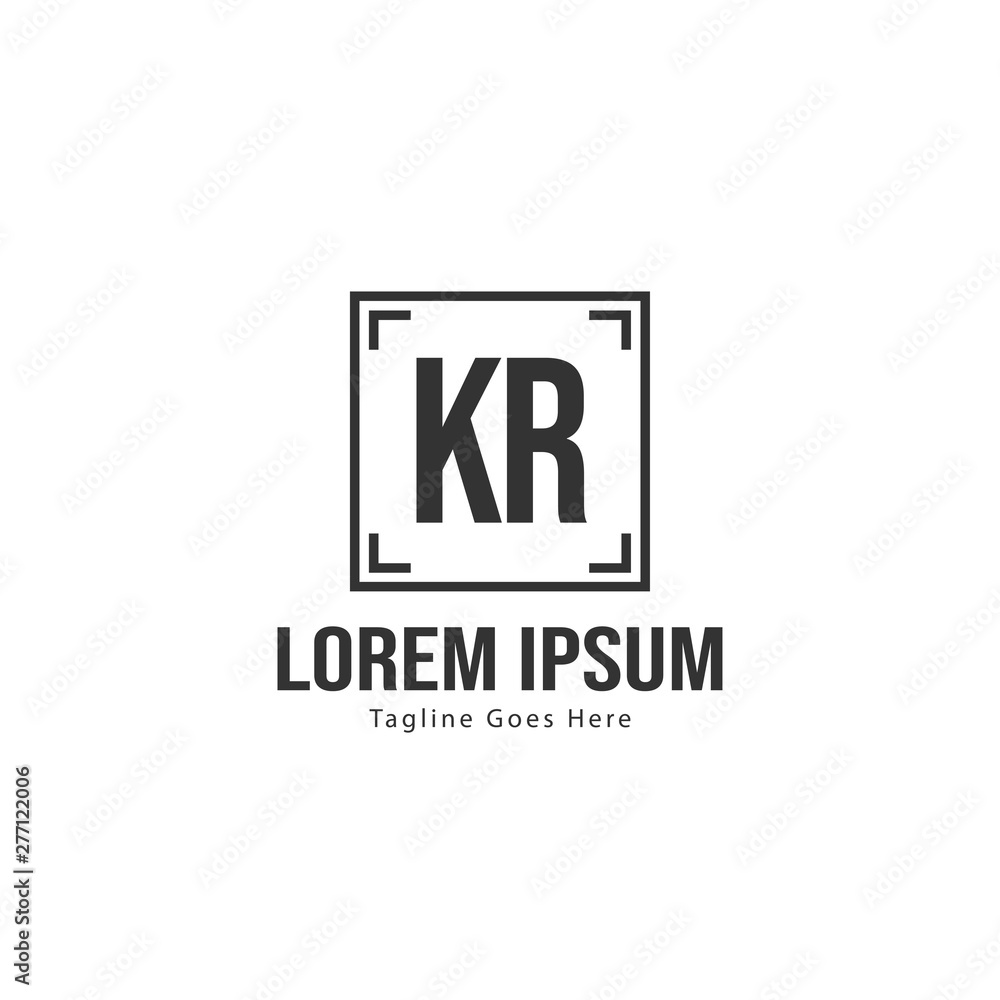 Initial KR logo template with modern frame. Minimalist KR letter logo vector illustration Initial KR logo template with modern frame. Minimalist KR letter logo vector illustration
