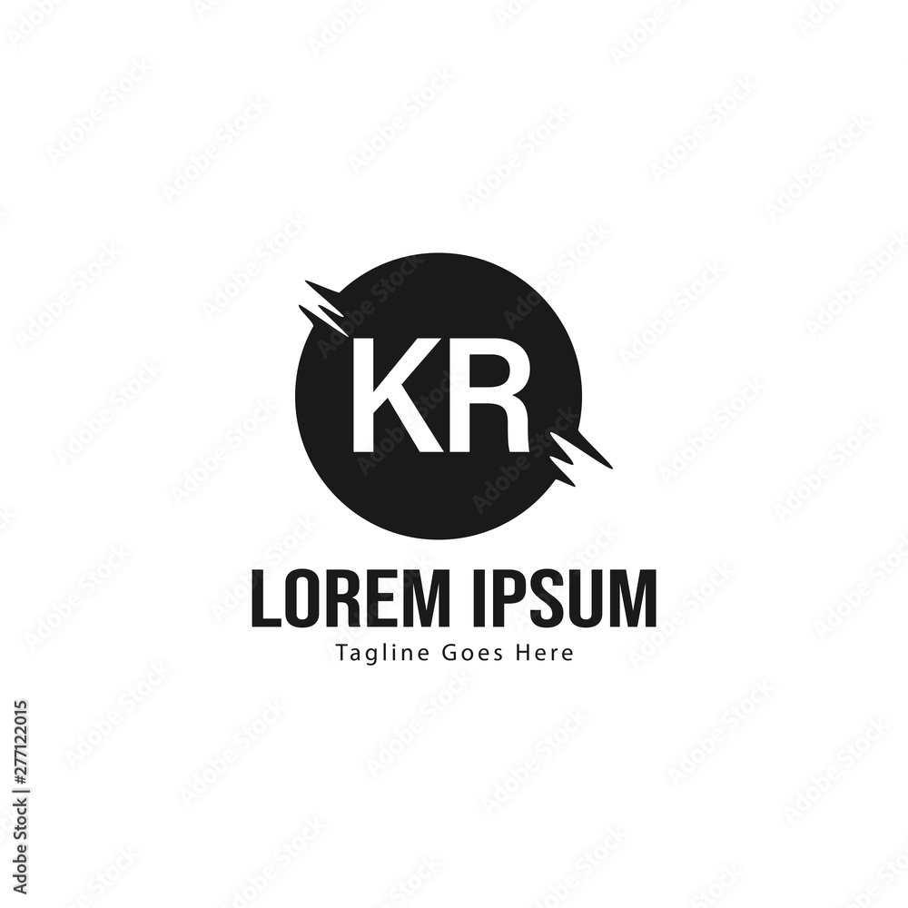 Initial KR logo template with modern frame. Minimalist KR letter logo vector illustration