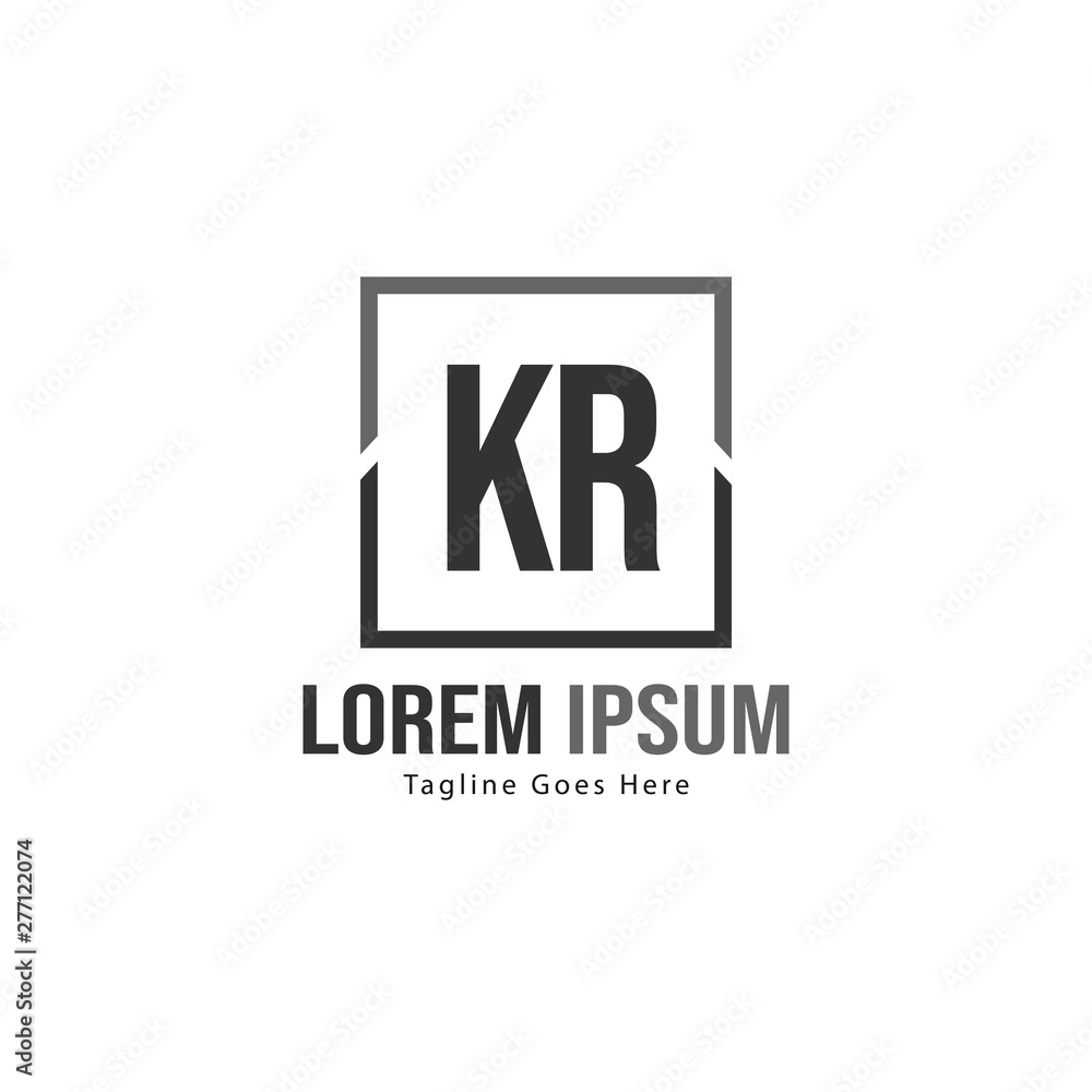 Initial KR logo template with modern frame. Minimalist KR letter logo vector illustration