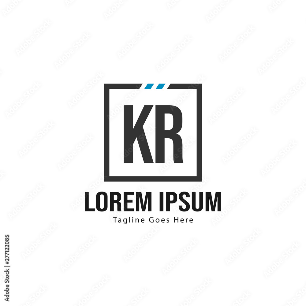 Initial KR logo template with modern frame. Minimalist KR letter logo vector illustration Initial KR logo template with modern frame. Minimalist KR letter logo vector illustration