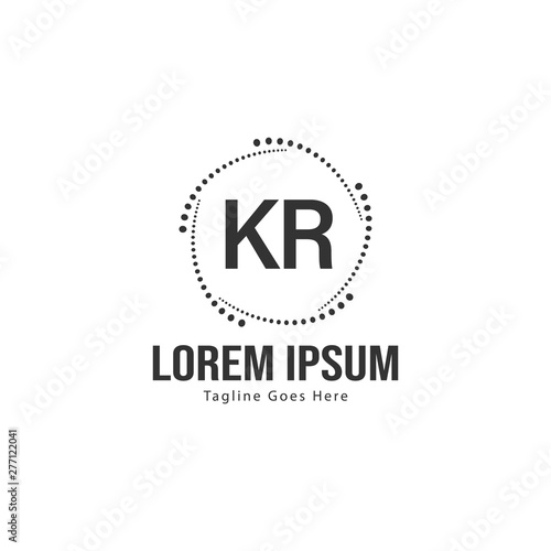 Initial KR logo template with modern frame. Minimalist KR letter logo vector illustration