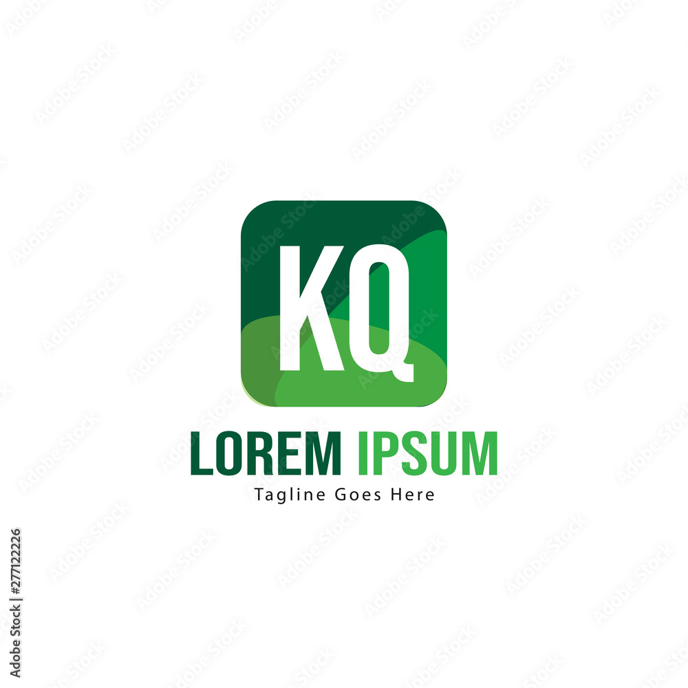 Initial KQ logo template with modern frame. Minimalist KQ letter logo vector illustration