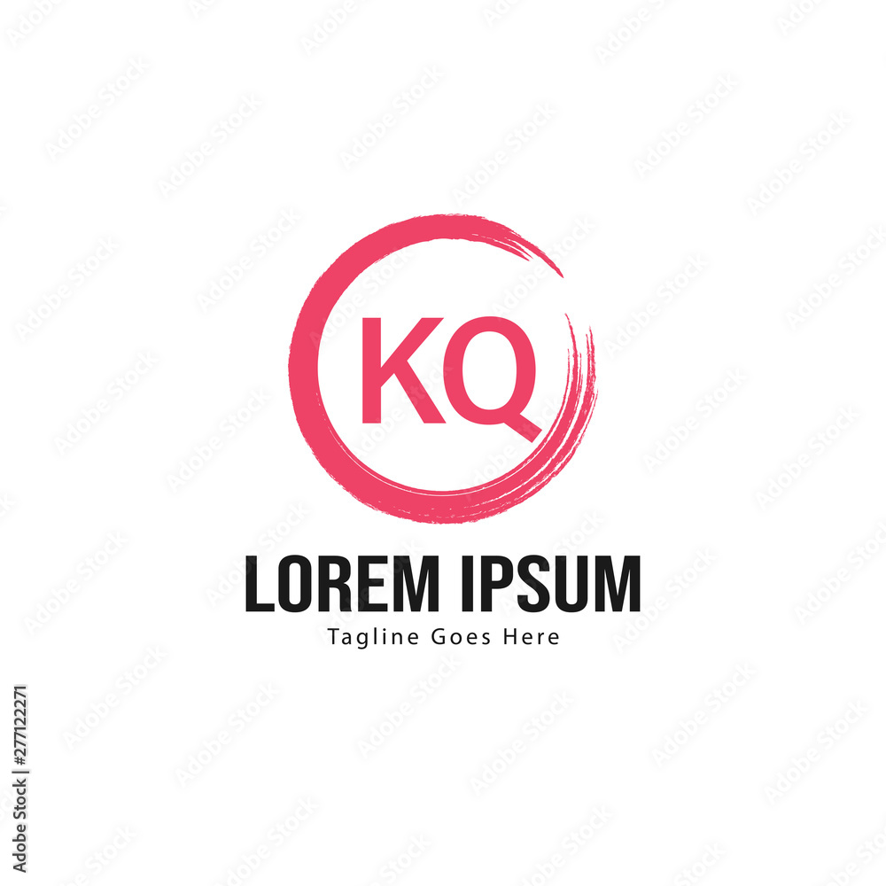 Initial KQ logo template with modern frame. Minimalist KQ letter logo vector illustration