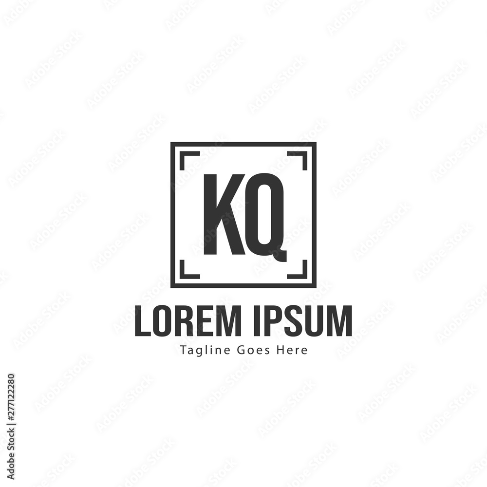 Initial KQ logo template with modern frame. Minimalist KQ letter logo vector illustration