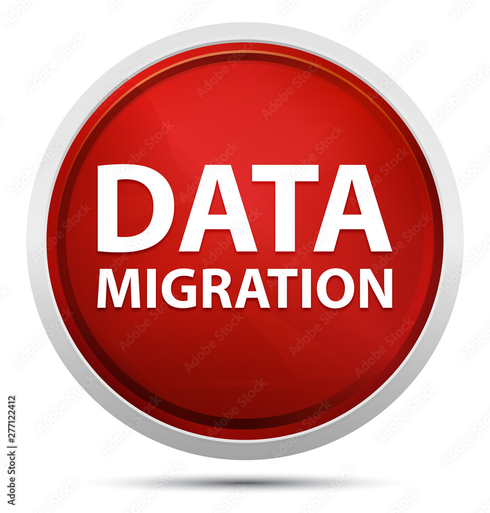 Data Migration Promo Red Round Button Data Migration Promo Red Round Button