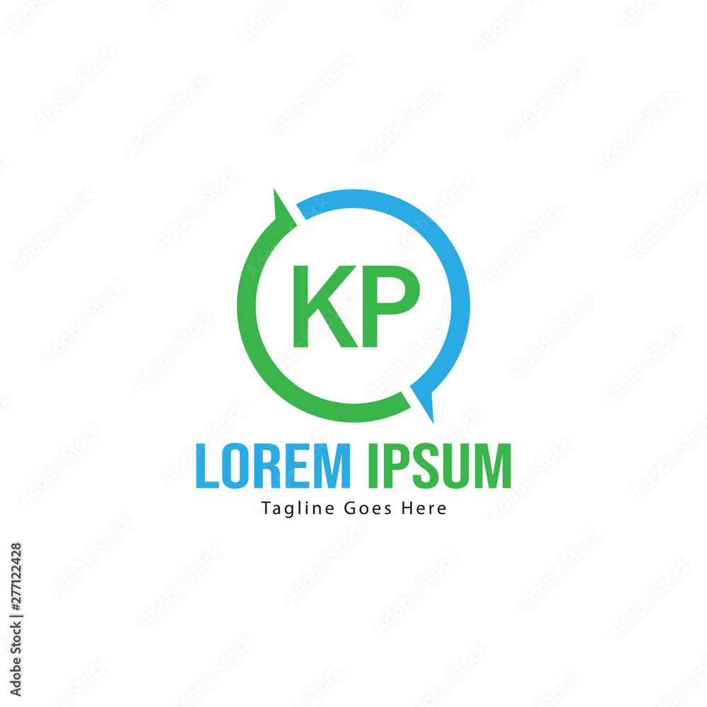 Initial KP logo template with modern frame. Minimalist KP letter logo vector illustration Initial KP logo template with modern frame. Minimalist KP letter logo vector illustration