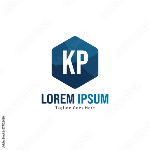 Initial KP logo template with modern frame. Minimalist KP letter logo vector illustration