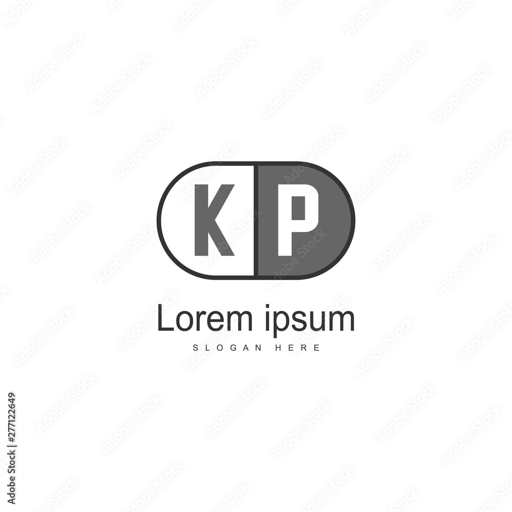 Initial KP logo template with modern frame. Minimalist KP letter logo vector illustration