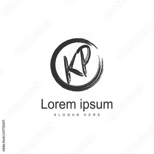 Initial KP logo template with modern frame. Minimalist KP letter logo vector illustration